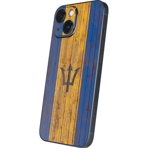 Barbados Flag Dark Wood iPhone 13 Mini Skin